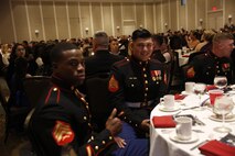 ALEXANDRIA, Va. - Chemical Biological Incident Response Force, CBIRF, U.S. Marine Corps Forces Command, Marines, Sailors and their friends and families commemorated the 242nd anniversary of the United States Marine Corps during CBIRF’s 2017 Marine Corps Birthday Ball at the Hilton Mark Center in Alexandria, Va., Nov. 4, 2017. Maj. Gen. Richard J. Gallant, U.S. Army Commander of Joint Task Force Civil Support, and his wife, Mrs. Carol Gallant, were the guests of honor. (Official U.S. Marine Corps Photos by Cpl. Maverick S. Mejia/ RELEASED)