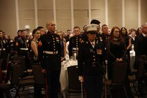 ALEXANDRIA, Va. - Chemical Biological Incident Response Force, CBIRF, U.S. Marine Corps Forces Command, Marines, Sailors and their friends and families commemorated the 242nd anniversary of the United States Marine Corps during CBIRF’s 2017 Marine Corps Birthday Ball at the Hilton Mark Center in Alexandria, Va., Nov. 4, 2017. Maj. Gen. Richard J. Gallant, U.S. Army Commander of Joint Task Force Civil Support, and his wife, Mrs. Carol Gallant, were the guests of honor. (Official U.S. Marine Corps Photos by Cpl. Maverick S. Mejia/ RELEASED)