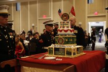 ALEXANDRIA, Va. - Chemical Biological Incident Response Force, CBIRF, U.S. Marine Corps Forces Command, Marines, Sailors and their friends and families commemorated the 242nd anniversary of the United States Marine Corps during CBIRF’s 2017 Marine Corps Birthday Ball at the Hilton Mark Center in Alexandria, Va., Nov. 4, 2017. Maj. Gen. Richard J. Gallant, U.S. Army Commander of Joint Task Force Civil Support, and his wife, Mrs. Carol Gallant, were the guests of honor. (Official U.S. Marine Corps Photos by Cpl. Maverick S. Mejia/ RELEASED)