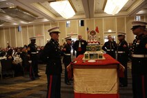 ALEXANDRIA, Va. - Chemical Biological Incident Response Force, CBIRF, U.S. Marine Corps Forces Command, Marines, Sailors and their friends and families commemorated the 242nd anniversary of the United States Marine Corps during CBIRF’s 2017 Marine Corps Birthday Ball at the Hilton Mark Center in Alexandria, Va., Nov. 4, 2017. Maj. Gen. Richard J. Gallant, U.S. Army Commander of Joint Task Force Civil Support, and his wife, Mrs. Carol Gallant, were the guests of honor. (Official U.S. Marine Corps Photos by Cpl. Maverick S. Mejia/ RELEASED)
