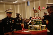 ALEXANDRIA, Va. - Chemical Biological Incident Response Force, CBIRF, U.S. Marine Corps Forces Command, Marines, Sailors and their friends and families commemorated the 242nd anniversary of the United States Marine Corps during CBIRF’s 2017 Marine Corps Birthday Ball at the Hilton Mark Center in Alexandria, Va., Nov. 4, 2017. Maj. Gen. Richard J. Gallant, U.S. Army Commander of Joint Task Force Civil Support, and his wife, Mrs. Carol Gallant, were the guests of honor. (Official U.S. Marine Corps Photos by Cpl. Maverick S. Mejia/ RELEASED)