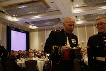 ALEXANDRIA, Va. - Chemical Biological Incident Response Force, CBIRF, U.S. Marine Corps Forces Command, Marines, Sailors and their friends and families commemorated the 242nd anniversary of the United States Marine Corps during CBIRF’s 2017 Marine Corps Birthday Ball at the Hilton Mark Center in Alexandria, Va., Nov. 4, 2017. Maj. Gen. Richard J. Gallant, U.S. Army Commander of Joint Task Force Civil Support, and his wife, Mrs. Carol Gallant, were the guests of honor. (Official U.S. Marine Corps Photos by Cpl. Maverick S. Mejia/ RELEASED)