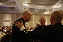 ALEXANDRIA, Va. - Chemical Biological Incident Response Force, CBIRF, U.S. Marine Corps Forces Command, Marines, Sailors and their friends and families commemorated the 242nd anniversary of the United States Marine Corps during CBIRF’s 2017 Marine Corps Birthday Ball at the Hilton Mark Center in Alexandria, Va., Nov. 4, 2017. Maj. Gen. Richard J. Gallant, U.S. Army Commander of Joint Task Force Civil Support, and his wife, Mrs. Carol Gallant, were the guests of honor. (Official U.S. Marine Corps Photos by Cpl. Maverick S. Mejia/ RELEASED)
