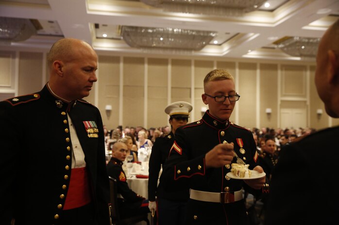 ALEXANDRIA, Va. - Chemical Biological Incident Response Force, CBIRF, U.S. Marine Corps Forces Command, Marines, Sailors and their friends and families commemorated the 242nd anniversary of the United States Marine Corps during CBIRF’s 2017 Marine Corps Birthday Ball at the Hilton Mark Center in Alexandria, Va., Nov. 4, 2017. Maj. Gen. Richard J. Gallant, U.S. Army Commander of Joint Task Force Civil Support, and his wife, Mrs. Carol Gallant, were the guests of honor. (Official U.S. Marine Corps Photos by Cpl. Maverick S. Mejia/ RELEASED)