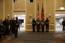 ALEXANDRIA, Va. - Chemical Biological Incident Response Force, CBIRF, U.S. Marine Corps Forces Command, Marines, Sailors and their friends and families commemorated the 242nd anniversary of the United States Marine Corps during CBIRF’s 2017 Marine Corps Birthday Ball at the Hilton Mark Center in Alexandria, Va., Nov. 4, 2017. Maj. Gen. Richard J. Gallant, U.S. Army Commander of Joint Task Force Civil Support, and his wife, Mrs. Carol Gallant, were the guests of honor. (Official U.S. Marine Corps Photos by Cpl. Maverick S. Mejia/ RELEASED)