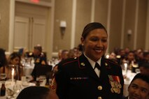 ALEXANDRIA, Va. - Chemical Biological Incident Response Force, CBIRF, U.S. Marine Corps Forces Command, Marines, Sailors and their friends and families commemorated the 242nd anniversary of the United States Marine Corps during CBIRF’s 2017 Marine Corps Birthday Ball at the Hilton Mark Center in Alexandria, Va., Nov. 4, 2017. Maj. Gen. Richard J. Gallant, U.S. Army Commander of Joint Task Force Civil Support, and his wife, Mrs. Carol Gallant, were the guests of honor. (Official U.S. Marine Corps Photos by Cpl. Maverick S. Mejia/ RELEASED)