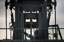 U.S. Air Force Staff Sgt. Tasheika Metts, 733rd Logistics Readiness Squadron vehicle maintainer, conducts a quality assurance inspection on a forklift at Joint Base Langley-Eustis, Va., Nov. 14, 2017.