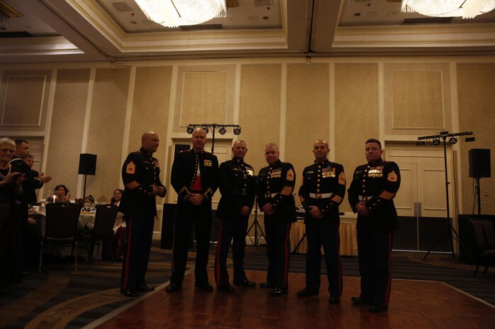ALEXANDRIA, Va. - Chemical Biological Incident Response Force, CBIRF, U.S. Marine Corps Forces Command, Marines, Sailors and their friends and families commemorated the 242nd anniversary of the United States Marine Corps during CBIRF’s 2017 Marine Corps Birthday Ball at the Hilton Mark Center in Alexandria, Va., Nov. 4, 2017. Maj. Gen. Richard J. Gallant, U.S. Army Commander of Joint Task Force Civil Support, and his wife, Mrs. Carol Gallant, were the guests of honor. (Official U.S. Marine Corps Photos by Cpl. Maverick S. Mejia/ RELEASED)