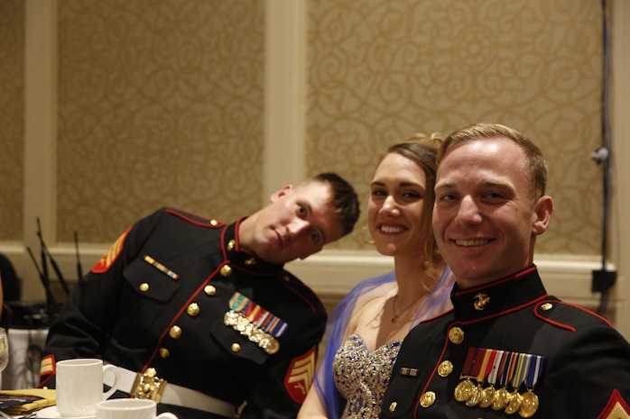 ALEXANDRIA, Va. - Chemical Biological Incident Response Force, CBIRF, U.S. Marine Corps Forces Command, Marines, Sailors and their friends and families commemorated the 242nd anniversary of the United States Marine Corps during CBIRF’s 2017 Marine Corps Birthday Ball at the Hilton Mark Center in Alexandria, Va., Nov. 4, 2017. Maj. Gen. Richard J. Gallant, U.S. Army Commander of Joint Task Force Civil Support, and his wife, Mrs. Carol Gallant, were the guests of honor. (Official U.S. Marine Corps Photos by Cpl. Maverick S. Mejia/ RELEASED)