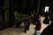 Chemical Biological Incident Response Force, CBIRF, U.S. Marine Corps Forces Command, Marines, Sailors and their friends and families commemorated the 242nd anniversary of the United States Marine Corps during CBIRF’s 2017 Marine Corps Birthday Ball at the Hilton Mark Center in Alexandria, Va., Nov. 4, 2017. Maj. Gen. Richard J. Gallant, U.S. Army Commander of Joint Task Force Civil Support, and his wife, Mrs. Carol Gallant, were the guests of honor. (Official U.S. Marine Corps Photos by Cpl. Maverick S. Mejia/ RELEASED)