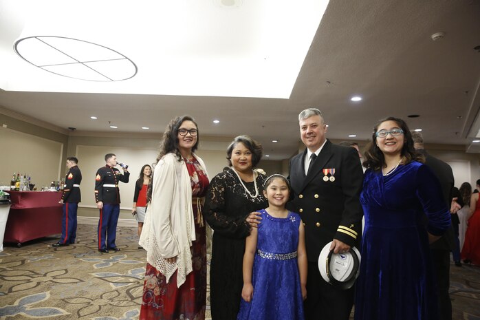 Chemical Biological Incident Response Force, CBIRF, U.S. Marine Corps Forces Command, Marines, Sailors and their friends and families commemorated the 242nd anniversary of the United States Marine Corps during CBIRF’s 2017 Marine Corps Birthday Ball at the Hilton Mark Center in Alexandria, Va., Nov. 4, 2017. Maj. Gen. Richard J. Gallant, U.S. Army Commander of Joint Task Force Civil Support, and his wife, Mrs. Carol Gallant, were the guests of honor. (Official U.S. Marine Corps Photos by Cpl. Maverick S. Mejia/ RELEASED)