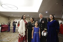 Chemical Biological Incident Response Force, CBIRF, U.S. Marine Corps Forces Command, Marines, Sailors and their friends and families commemorated the 242nd anniversary of the United States Marine Corps during CBIRF’s 2017 Marine Corps Birthday Ball at the Hilton Mark Center in Alexandria, Va., Nov. 4, 2017. Maj. Gen. Richard J. Gallant, U.S. Army Commander of Joint Task Force Civil Support, and his wife, Mrs. Carol Gallant, were the guests of honor. (Official U.S. Marine Corps Photos by Cpl. Maverick S. Mejia/ RELEASED)