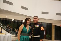 Chemical Biological Incident Response Force, CBIRF, U.S. Marine Corps Forces Command, Marines, Sailors and their friends and families commemorated the 242nd anniversary of the United States Marine Corps during CBIRF’s 2017 Marine Corps Birthday Ball at the Hilton Mark Center in Alexandria, Va., Nov. 4, 2017. Maj. Gen. Richard J. Gallant, U.S. Army Commander of Joint Task Force Civil Support, and his wife, Mrs. Carol Gallant, were the guests of honor. (Official U.S. Marine Corps Photos by Cpl. Maverick S. Mejia/ RELEASED)