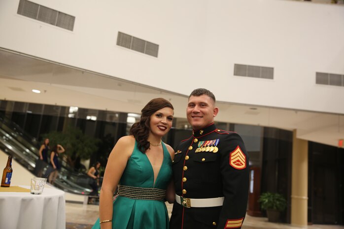 Chemical Biological Incident Response Force, CBIRF, U.S. Marine Corps Forces Command, Marines, Sailors and their friends and families commemorated the 242nd anniversary of the United States Marine Corps during CBIRF’s 2017 Marine Corps Birthday Ball at the Hilton Mark Center in Alexandria, Va., Nov. 4, 2017. Maj. Gen. Richard J. Gallant, U.S. Army Commander of Joint Task Force Civil Support, and his wife, Mrs. Carol Gallant, were the guests of honor. (Official U.S. Marine Corps Photos by Cpl. Maverick S. Mejia/ RELEASED)