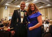 Chemical Biological Incident Response Force, CBIRF, U.S. Marine Corps Forces Command, Marines, Sailors and their friends and families commemorated the 242nd anniversary of the United States Marine Corps during CBIRF’s 2017 Marine Corps Birthday Ball at the Hilton Mark Center in Alexandria, Va., Nov. 4, 2017. Maj. Gen. Richard J. Gallant, U.S. Army Commander of Joint Task Force Civil Support, and his wife, Mrs. Carol Gallant, were the guests of honor. (Official U.S. Marine Corps Photos by Cpl. Maverick S. Mejia/ RELEASED)