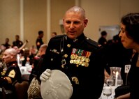 Chemical Biological Incident Response Force, CBIRF, U.S. Marine Corps Forces Command, Marines, Sailors and their friends and families commemorated the 242nd anniversary of the United States Marine Corps during CBIRF’s 2017 Marine Corps Birthday Ball at the Hilton Mark Center in Alexandria, Va., Nov. 4, 2017. Maj. Gen. Richard J. Gallant, U.S. Army Commander of Joint Task Force Civil Support, and his wife, Mrs. Carol Gallant, were the guests of honor. (Official U.S. Marine Corps Photos by Cpl. Maverick S. Mejia/ RELEASED)