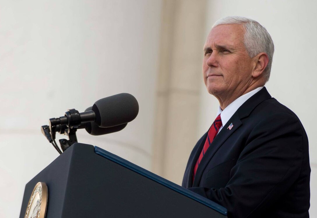 The vice president speaks at a Veterans Day ceremony
