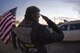 A member of the Oklahoma Patriot Guard Riders salutes the hearst as it drives past to retrieve the remains of Marine Corps Pvt. Vernon Paul Keaton November 14, 2017, Will Rogers World Airport, Oklahoma City, Oklahoma.