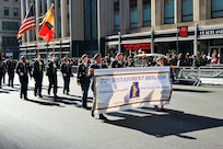 U.S. Army Reserve Soldiers of the 77th Sustainment Brigade march in the New York City Veterans Day Parade Nov. 11, 2017, commemorating the 100th anniversary of World War I.