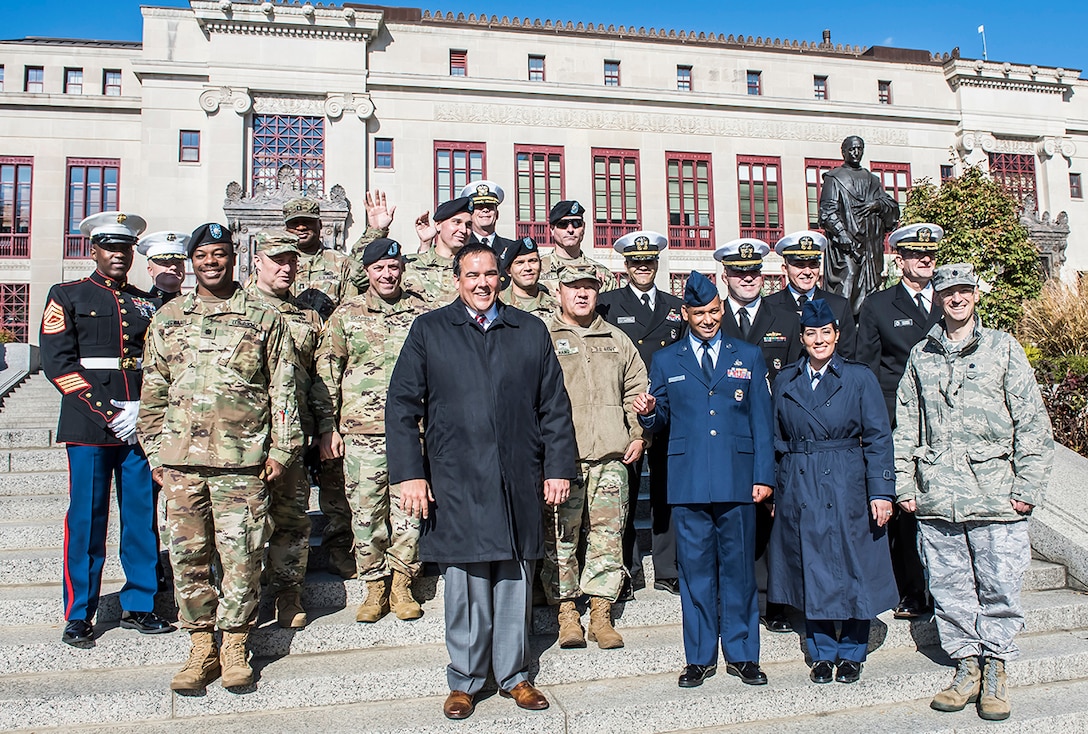 DLA Land and Maritime attend the Columbus Veterans Day parade.