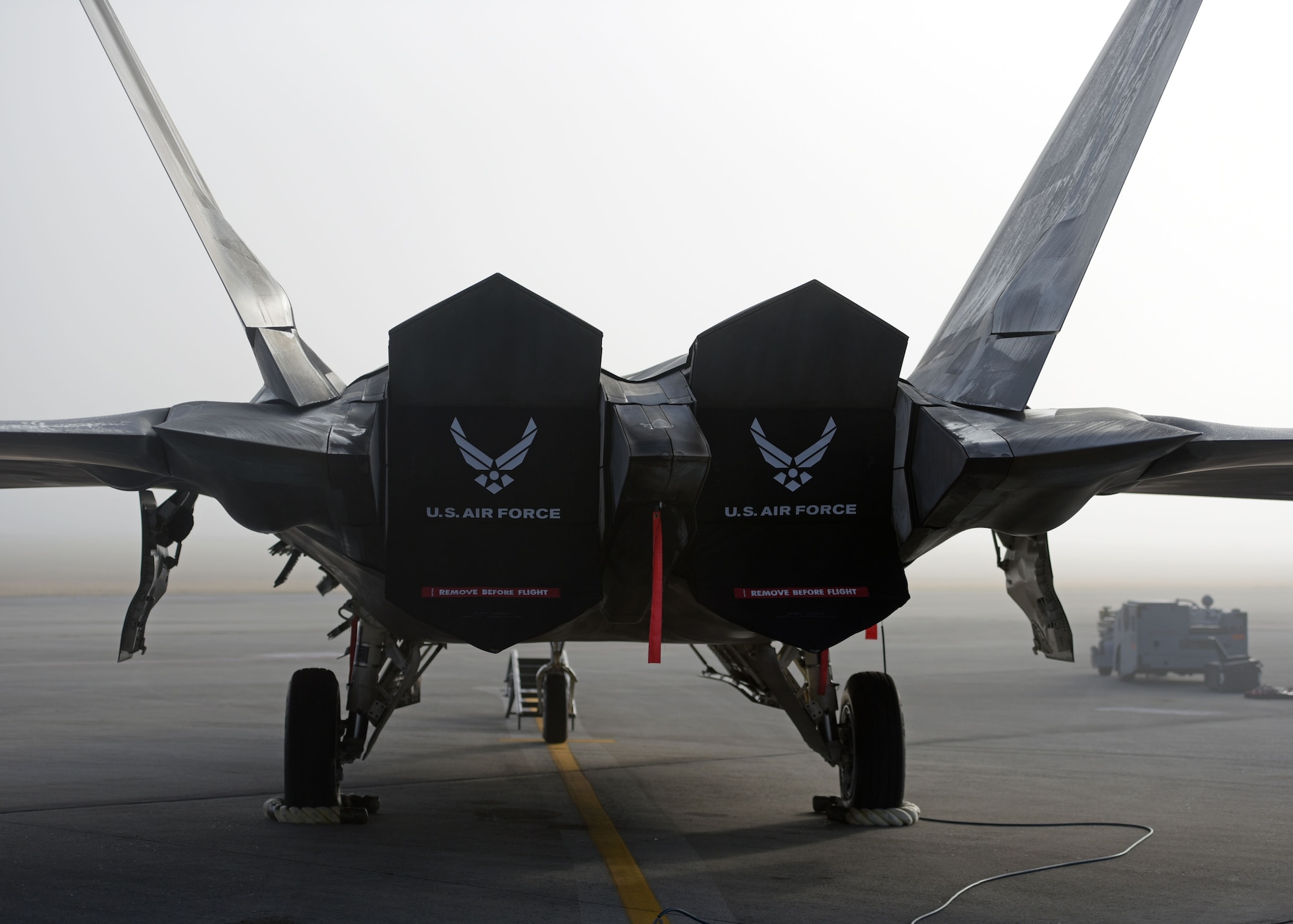 A U.S. Air Force F-22 Raptor from the 525th Fighter Squadron, Joint Base Elmendorf-Richardson, Alaska, sits parked on the flightline at Tyndall Air Force Base, Fla., Nov. 7, 2017. The 525th FS sent several Raptors to Tyndall to participate in Checkered Flag 18-1, a large-scale aerial exercise designed to integrate fourth and fifth-generation airframes and the concurrently running Weapon Systems Evaluation Program, Combat Archer Nov. 6-17. (U.S. Air Force photo by Airman 1st Class Isaiah J. Soliz/Released)