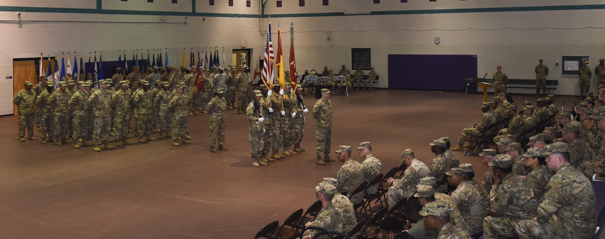 Family members, friends and fellow U.S. Army Soldiers said goodbye to 53rd Transportation Battalion (Movement Control) members during a deployment ceremony at Joint Base Langley-Eustis, Nov. 14, 2017.
