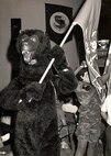 “The Malmstrom AFB, Mont., ‘Bear’ leads the 341st SMW contingent into score posting ceremonies during Olympic Shield ’87” according to the original caption for this photograph. That year marked the 20th anniversary of Strategic Air Command’s first Missile Combat Competition. It was also the only year the name Olympic Shield was used for the competition.  (Photo courtesy of AFGSC Historian Office)