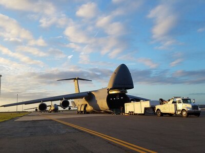 Citizen Airmen from the 433rd Airlift Wing deliver humanitarian aid to San Juan, Puerto Rico Oct.3, 2017.