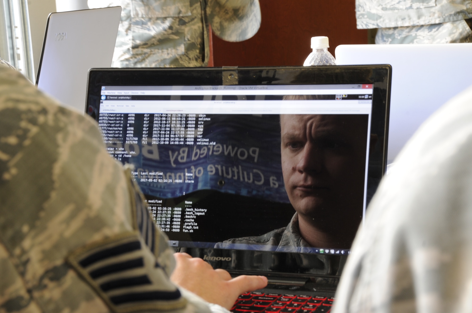 Staff Sgt. Evan Pickard a cyber warfare operations technician assigned to the 960th Network Operations Squadron reviews computer coding during a "Capture the Flag" cyber operations challenge at Peterson Air Force Base, Colo., Nov. 4, 2017. Members of the 302nd Communications Flight and 960th NOS took part in the event during the November, Unit Training Assembly, which aims to test their ability to identify and respond to cyber threats in a simulated environment. (U.S. Air Force photo/1st Lt. Stephen J. Collier)