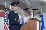 U.S. Air Force Lt.  Gen. Steven Kwast, commander of Air Education and Training Command, officially addresses the men and women of the First Command for the first time as their commander during a change of command ceremony Nov. 16, 2017, at Joint Base San Antonio-Randolph, Texas. Kwast, a U.S. Air Force Academy graduate, will pass command of AETC to Lt. Gen. Brad Webb July 26, 2019. (U.S. Air Force photo by Sean Worrell)