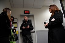 Christopher Marble (center), 92nd Force Support Squadron Airman and Family Readiness Center director, briefs Kim Wyman (right), Washington Secretary of State, Stephanie Horn (left), special programs director for the Secretary of State, and Lori Augino, Washington State elections director, during a base visit at Fairchild AFB, Washington, Nov. 15, 2017. Marble spoke about the different programs that are available to Airmen and their families. Wyman spoke with base leadership about the importance of voting and received information about Fairchild’s voting program. For more information on voting, visit www.fairchild.af.mil. (U.S. Air Force photo/Senior Airman Nick Daniello)