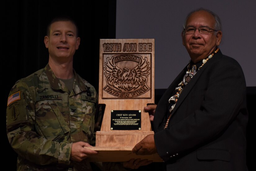 U.S. Army Soldiers assigned to the 128th Aviation Brigade hosted National Native American Heritage Month celebration at Joint Base Langley-Eustis, Nov. 15, 2017.