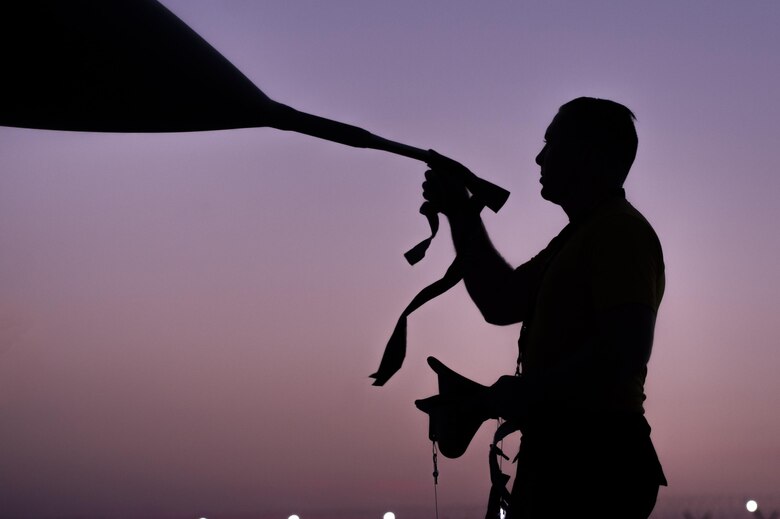 U.S. Air Force Senior Airman Adam Armstrong, Air Combat Command F-16 Viper Demonstration Team dedicated crew chief, places a cover over the pitot tube of an F-16CM Fighting Falcon following a combat capability demonstration at the Dubai Airshow in Dubai, United Arab Emirates, Nov. 11, 2017. Approximately 300 U.S. military personnel participated in the 2017 Dubai Airshow, providing static displays of equipment from the U.S. Air Force, U.S. Marine Corps, and U.S. Navy as well as an aerial demonstration of a U.S. Air Force F-16CM Fighting Falcon. (U.S. Air Force photo by Staff Sgt. Zade Vadnais)