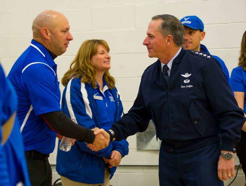 CSAF shakes hand with Wounded Warrior