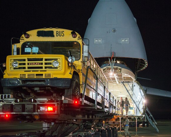 Mobility aircraft deliver buses to Haiti