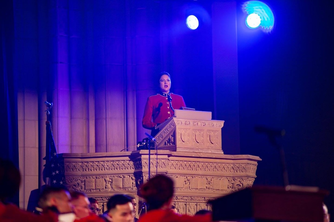 On Saturday, Nov. 11, the Marine Chamber Orchestra performed a Veterans Day Concert at the Washington National Cathedral, along with the Cathedral Choir, in northwest Washington, D.C. (U.S. Marine Corps photo by Gunnery Sgt. Brian Rust/released)