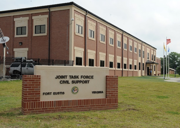 A standing shot of Mullan Hall, headquarters of Joint Task Force Civil Support