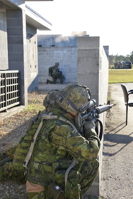 Members of participating units conduct a scenario at Colmar Urban Training Center during Bold Quest 17.2. This demonstration collected both technical data on systems and subjective judgments from the warfighters using them. Nearly 1,800 personnel from the U.S. Armed Services, National Guard, NATO Headquarters and 16 partner nations participated on site and from distributed locations.