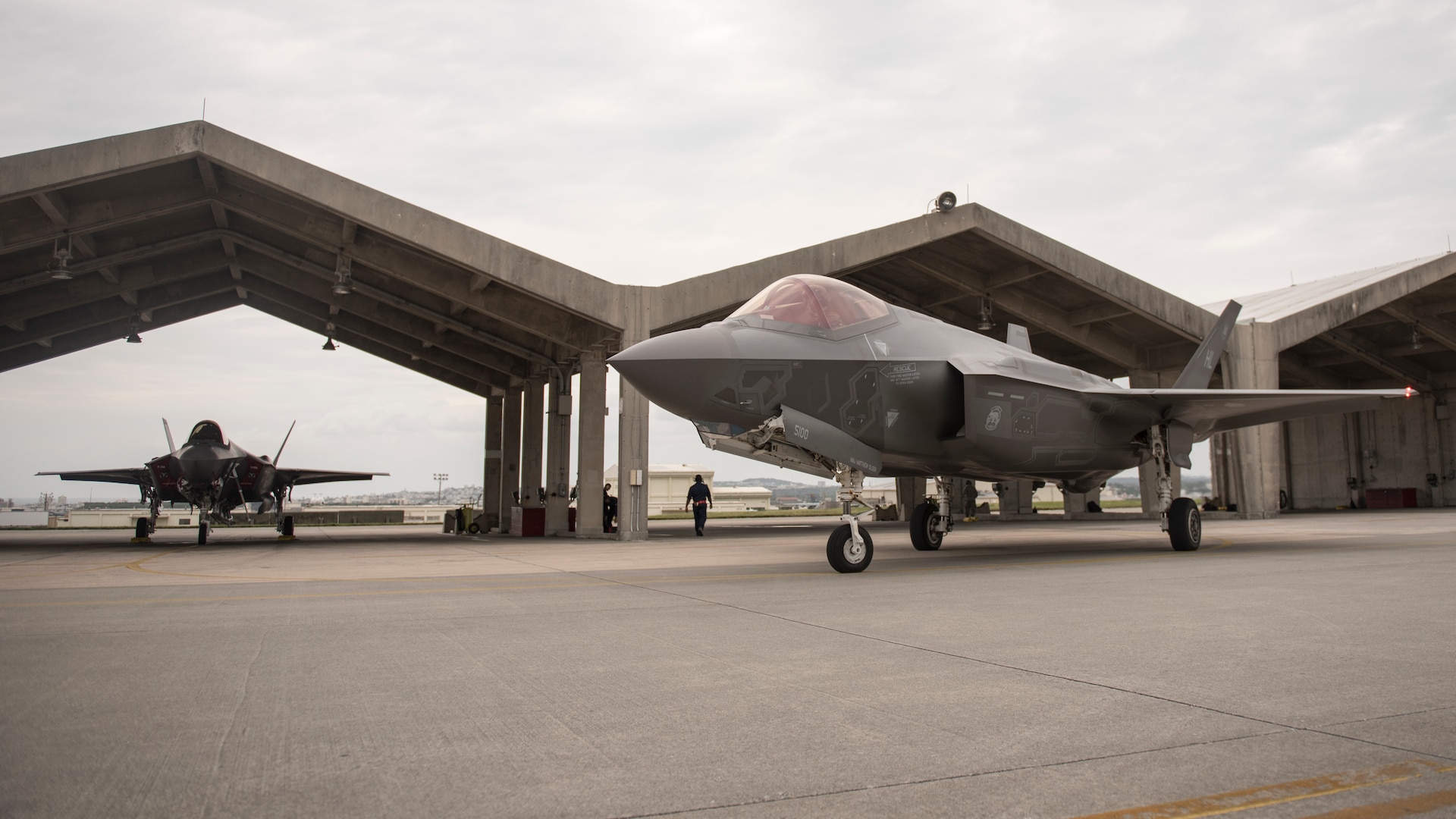 A U.S. Air Force F-35A Lightning II from Hill Air Force Base, Utah, taxis for take-off Nov. 16, 2017, at Kadena Air Base, Japan. The F-35A is being deployed under U.S. PACOM’s theater security package (TSP) program, which has been in operation since 2004. This long-planned deployment is designed to demonstrate the continuing U.S. commitment to stability and security in the region.