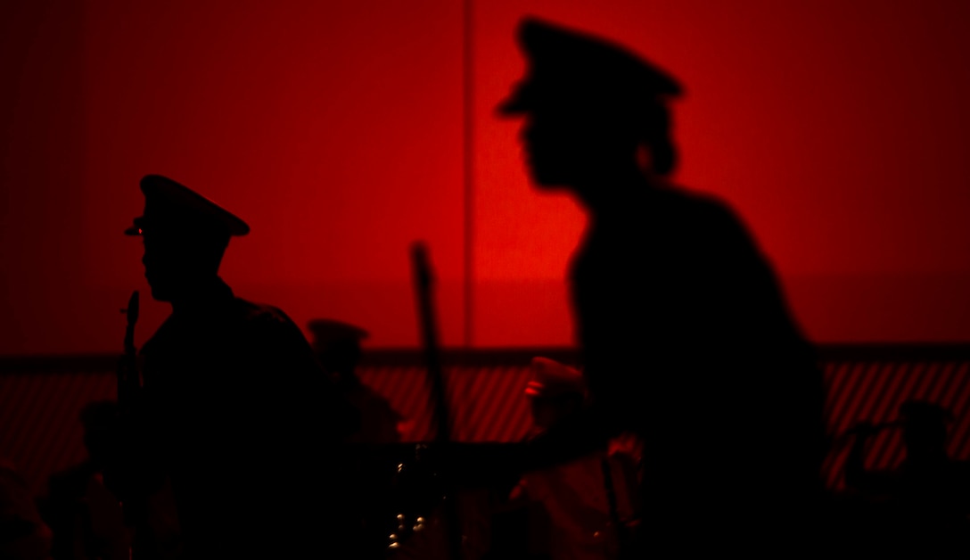 Members of the Japan Ground Self-Defense Force Band perform, Nov. 14, 2017, at the Nippon Budokan Arena in Tokyo during the Japan Self-Defense Force Marching Band Festival. The festival provides an opportunity for military bands from the United States, Thailand, and Japan to bond through music and military culture. (U.S. Marine Corps photo by Cpl. Andrew Neumann)