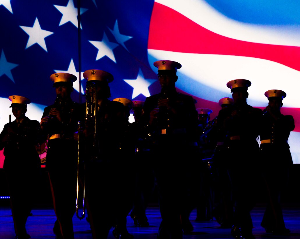 Members of the III Marine Expeditionary Force Band perform, Nov. 14, 2017, at the Nippon Budokan Arena in Tokyo, Japan, as part of the Japan Self-Defense Force Marching Band Festival. The festival provides an opportunity for military bands from the United States, Thailand, and Japan to bond through music and military culture. (U.S. Marine Corps photo by Cpl. Andrew Neumann)