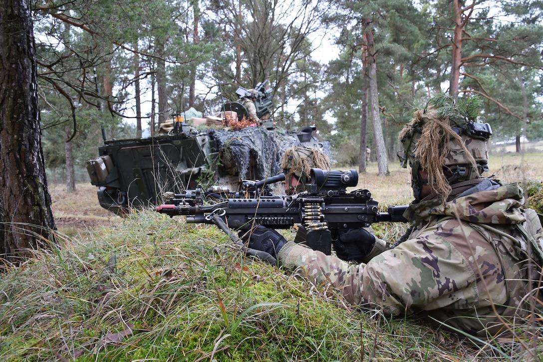 Soldiers take part in Exercise Allied Spirit VII on the 7th Army Training Command’s Hohenfels Training Area, Germany.