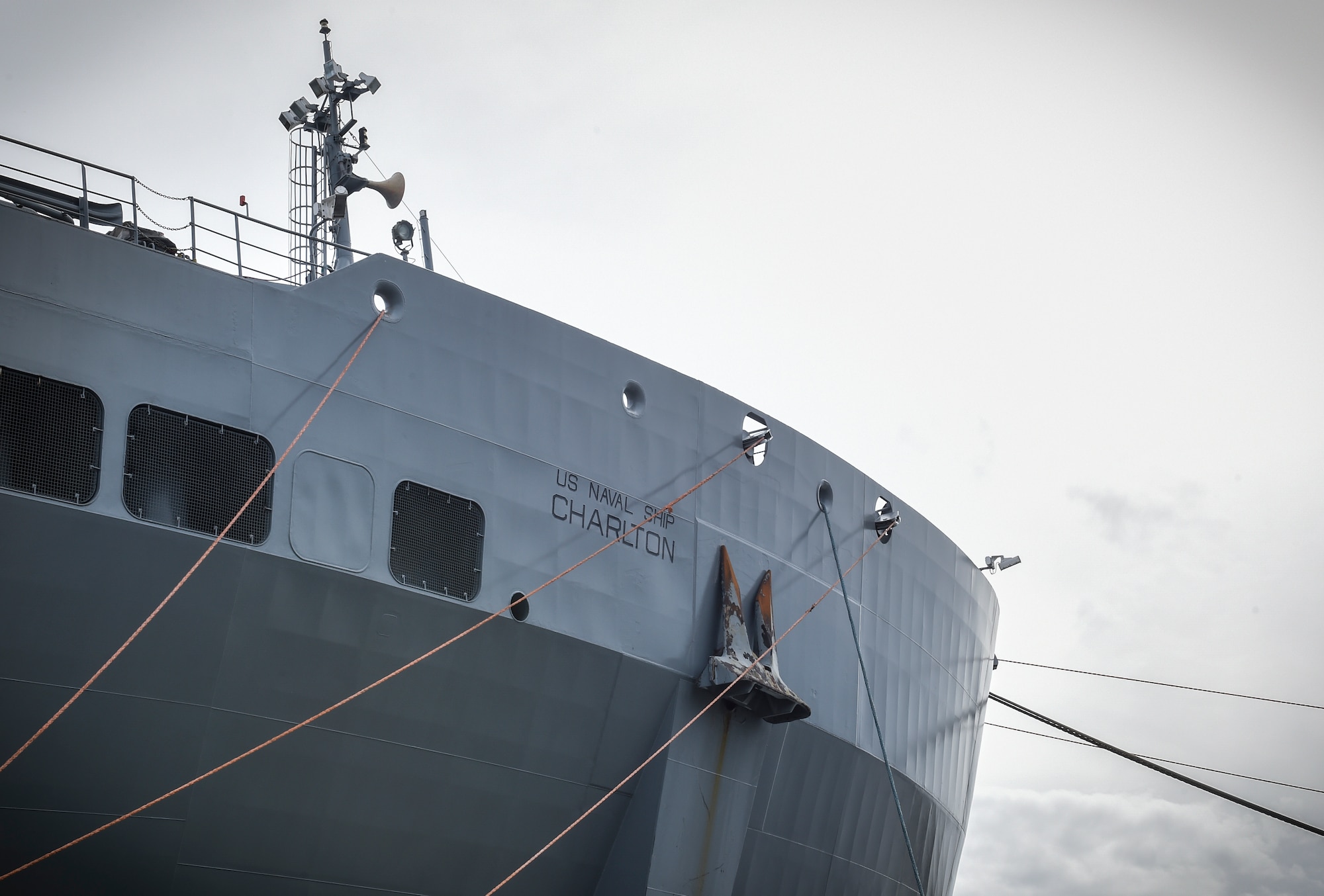 The USNS Charlton pierside Alpha Wharf on Joint Base Charleston’s Weapons Station, Nov. 21, 2017.
