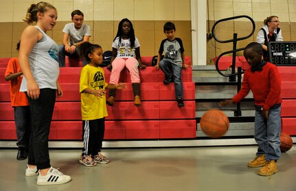 Children play “monkey in the middle” in Sam’s Fitness Center at Joint Base Charleston - Weapons Station, S.C., Nov. 16, 2017.