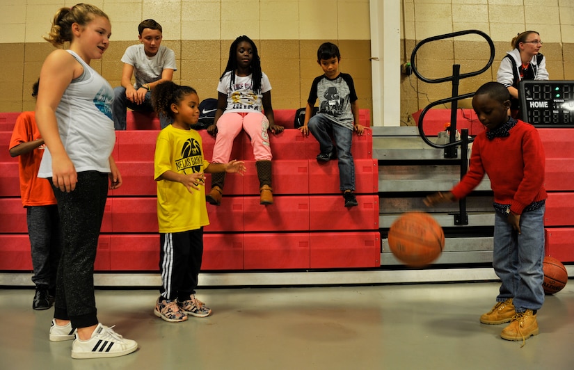 Children play “monkey in the middle” in Sam’s Fitness Center at Joint Base Charleston - Weapons Station, S.C., Nov. 16, 2017.