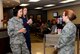 Staff of the 28th Medical Group speak during a “Coffee with the Commanders” event held in the clinic at Ellsworth Air Force Base, S.D., Nov. 20, 2017. Coffee with the Commanders is an interactive forum held to improve service at the clinic and give medical clinic users an opportunity to meet 28th MDG leaders. (U.S. Air Force photo by Airman 1st Class Donald C. Knechtel)