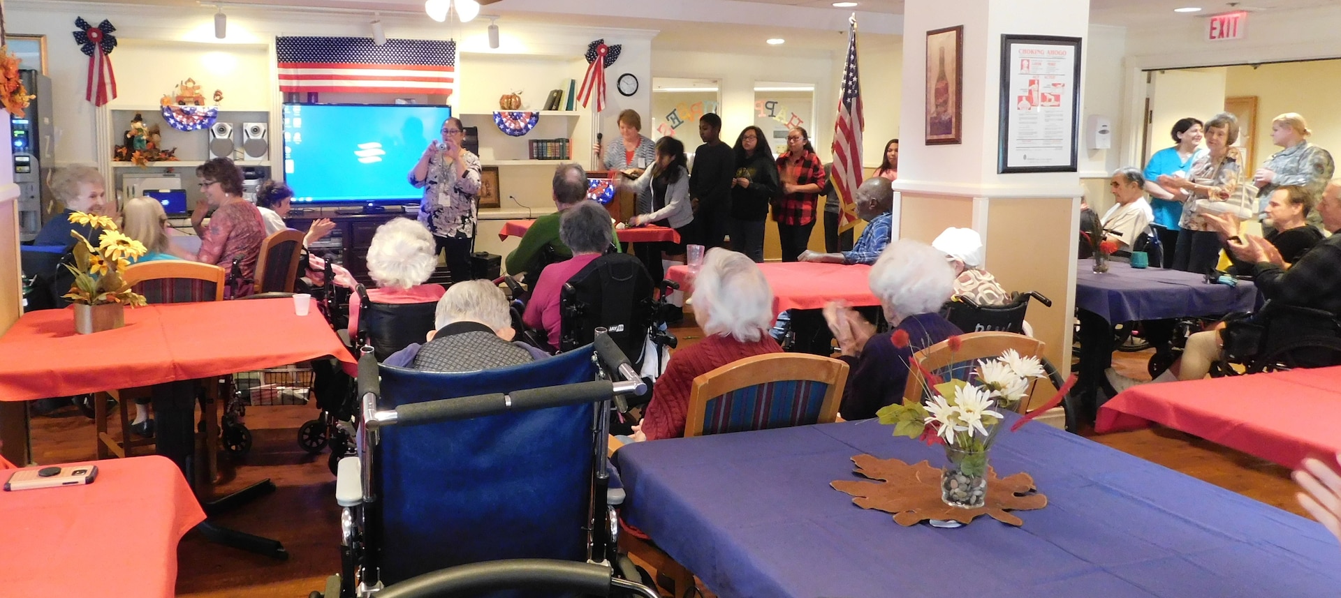 A group of members of the Joint Base San Antonio-Fort Sam Houston Youth Center’s Torch Club went to the Parklane West Senior Center outside JBSA-Fort Sam Houston’s Wurzbach Gate Nov. 11 and put together a veteran’s day ceremony to honor them and thank them for their service.