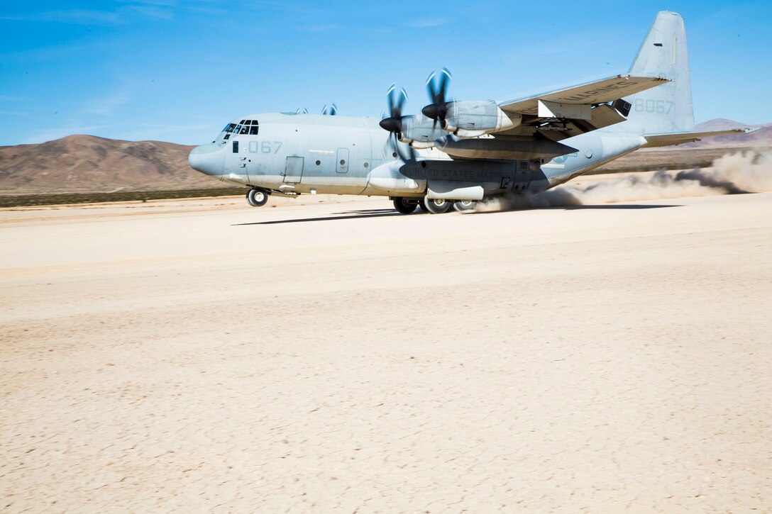 Uneven Grounds: VMGR-352 Marines performs desert landings