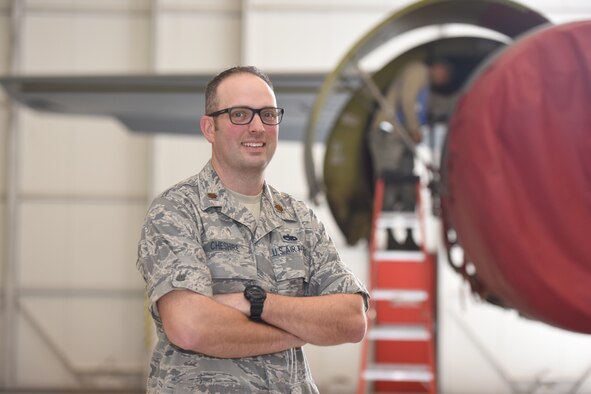 Maj. Christopher Cheshire, 940th Maintenance Group quality assurance officer in charge, poses for a photo Nov. 9, 2017, at Beale Air Force Base, California.