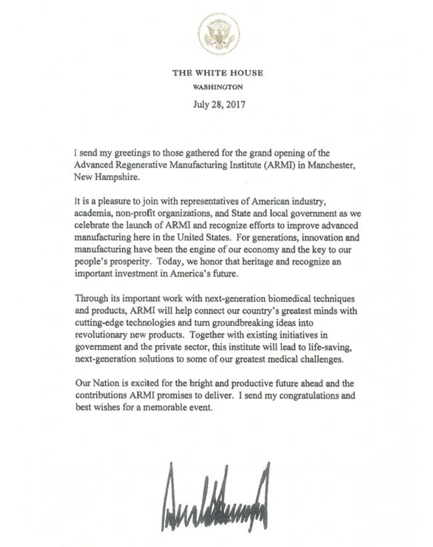 BioFabUSA Presidential Letter